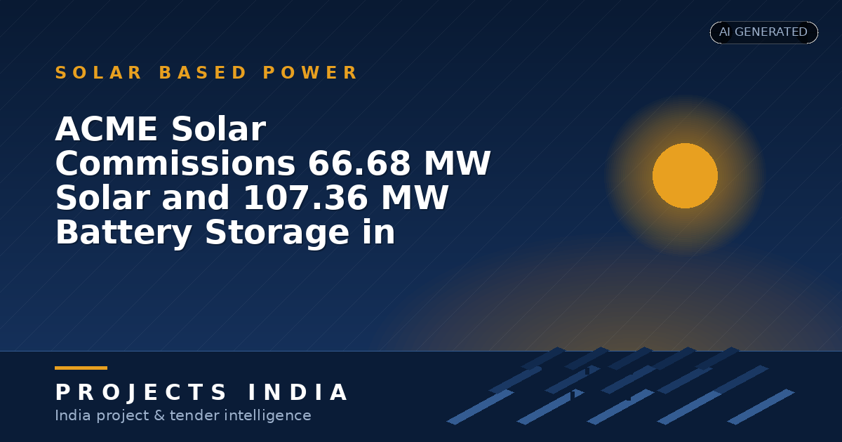 ACME Solar Commissions 66.68 MW Solar and 107.36 MW Battery Storage in Rajasthan