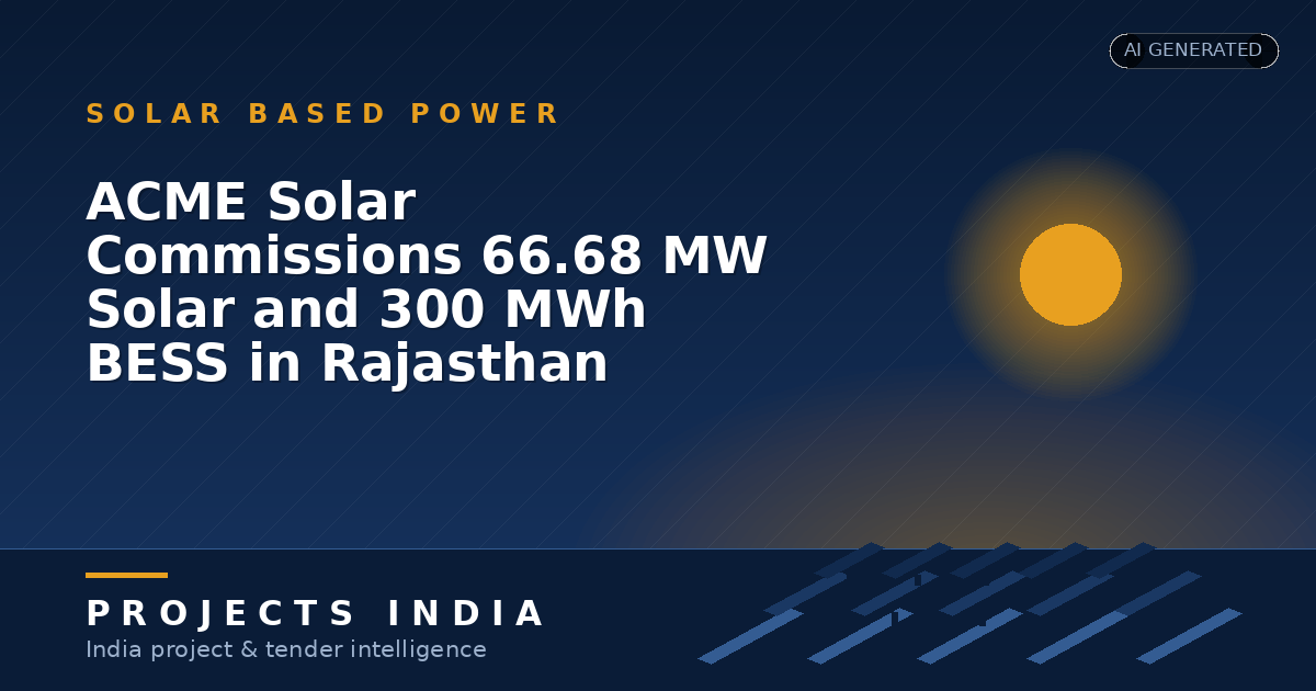 ACME Solar Commissions 66.68 MW Solar and 300 MWh BESS in Rajasthan