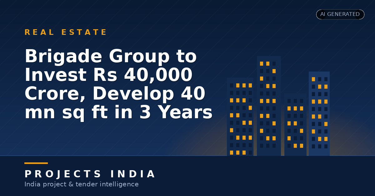 Brigade Group to Invest Rs 40,000 Crore, Develop 40 mn sq ft in 3 Years