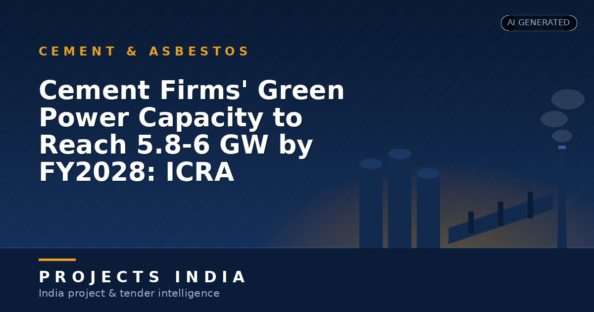 Cement Firms' Green Power Capacity to Reach 5.8–6 GW by FY2028: ICRA