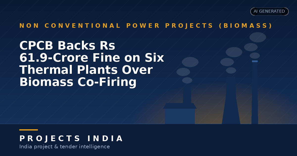 CPCB Backs Rs 61.9-Crore Fine on Six Thermal Plants Over Biomass Co-Firing