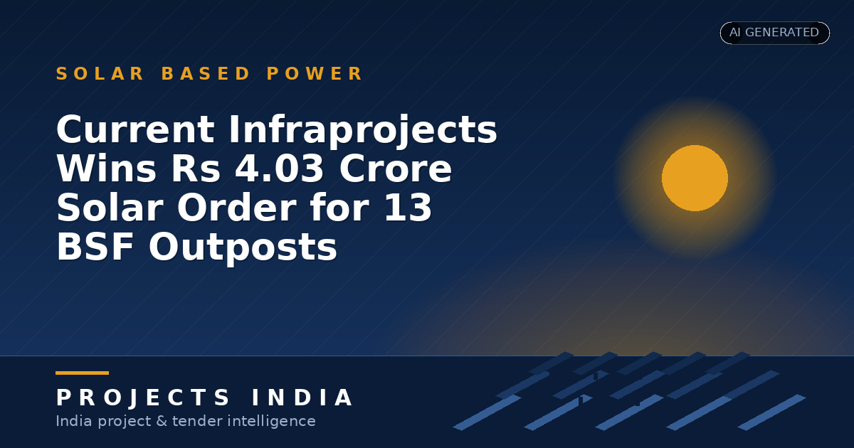 Current Infraprojects Wins Rs 4.03 Crore Solar Order for 13 BSF Outposts