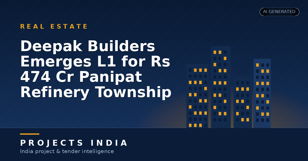 Deepak Builders Emerges L1 for Rs 474 Cr Panipat Refinery Township