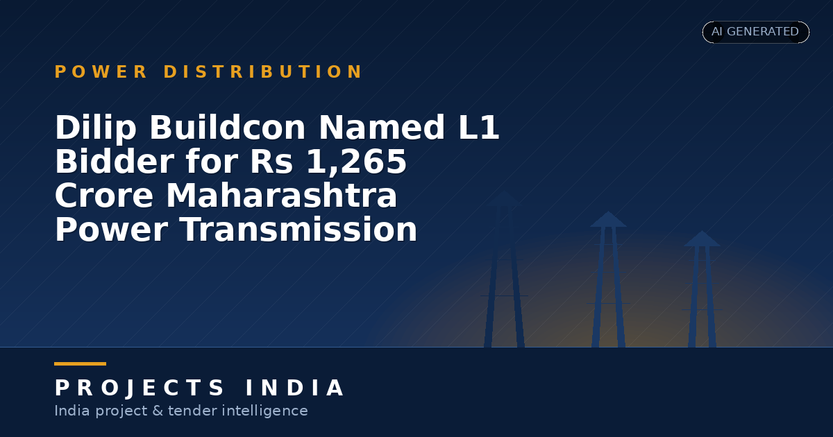 Dilip Buildcon Named L1 Bidder for Rs 1,265 Crore Maharashtra Power Transmission Contract