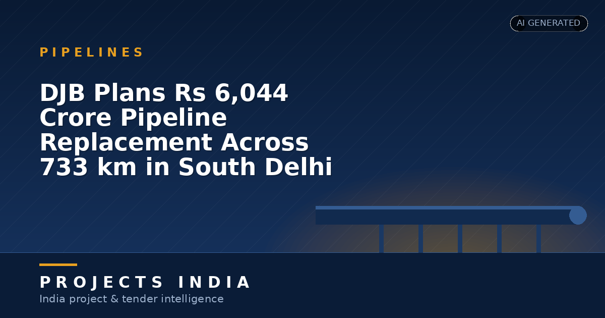 DJB Plans Rs 6,044 Crore Pipeline Replacement Across 733 km in South Delhi