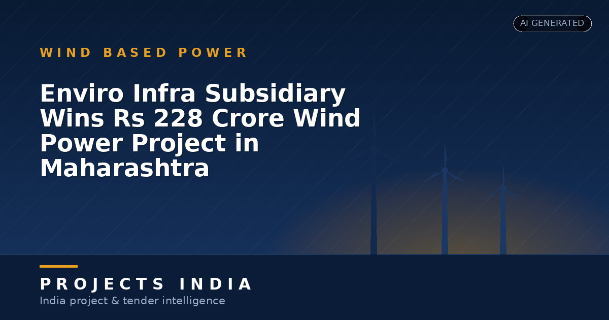 Enviro Infra Subsidiary Wins Rs 228 Crore Wind Power Project in Maharashtra