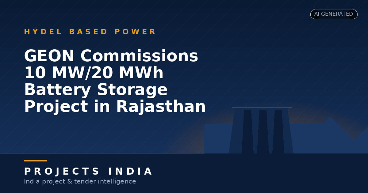 GEON Commissions 10 MW/20 MWh Battery Storage Project in Rajasthan
