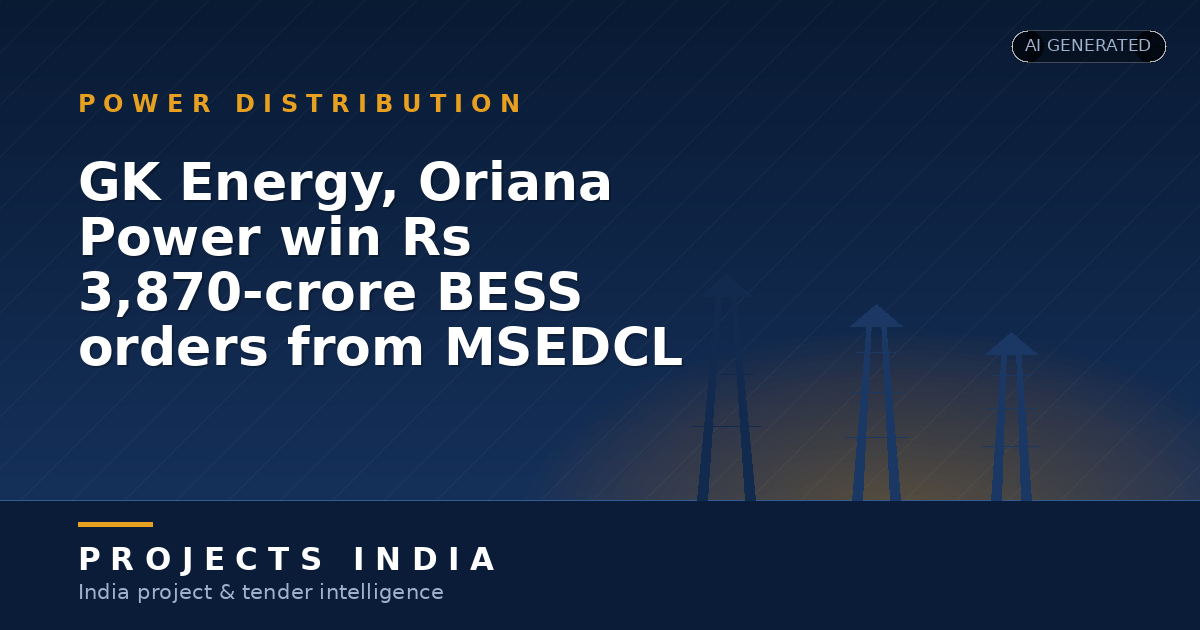 GK Energy, Oriana Power win Rs 3,870-crore BESS orders from MSEDCL