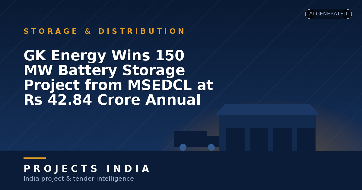 GK Energy Wins 150 MW Battery Storage Project from MSEDCL at Rs 42.84 Crore Annual Revenue