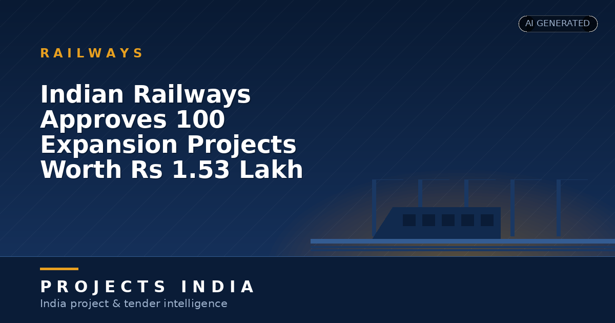 Indian Railways Approves 100 Expansion Projects Worth Rs 1.53 Lakh Crore