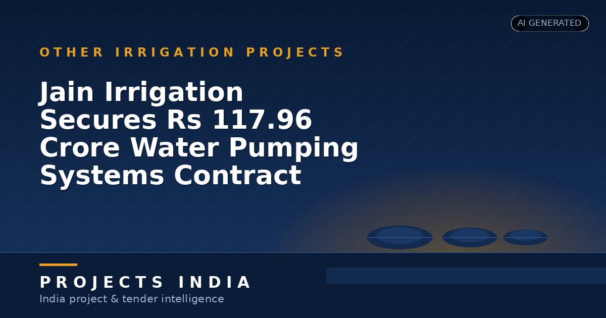 Jain Irrigation Secures Rs 117.96 Crore Water Pumping Systems Contract