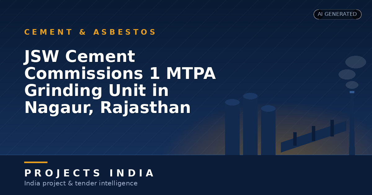 JSW Cement Commissions 1 MTPA Grinding Unit in Nagaur, Rajasthan