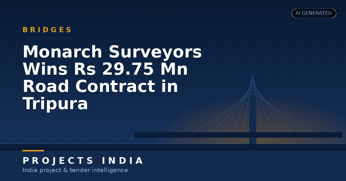 Monarch Surveyors Wins Rs 29.75 Mn Road Contract in Tripura