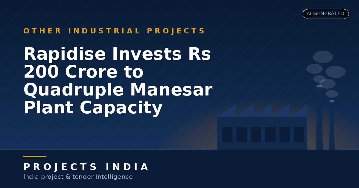 Rapidise Invests Rs 200 Crore to Quadruple Manesar Plant Capacity