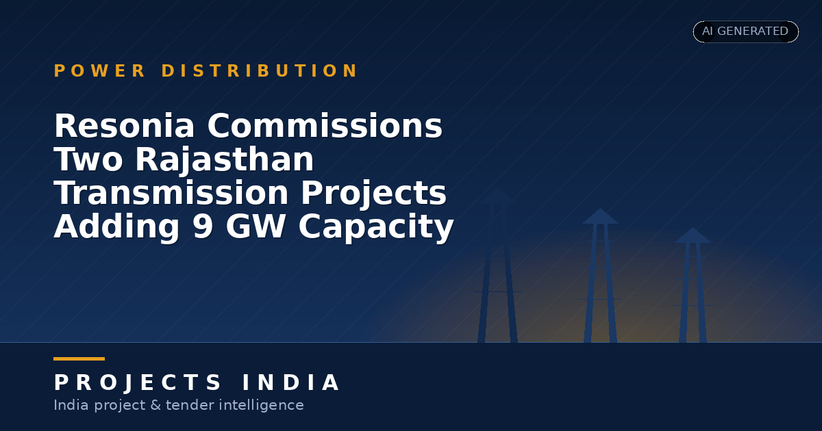 Resonia Commissions Two Rajasthan Transmission Projects Adding 9 GW Capacity