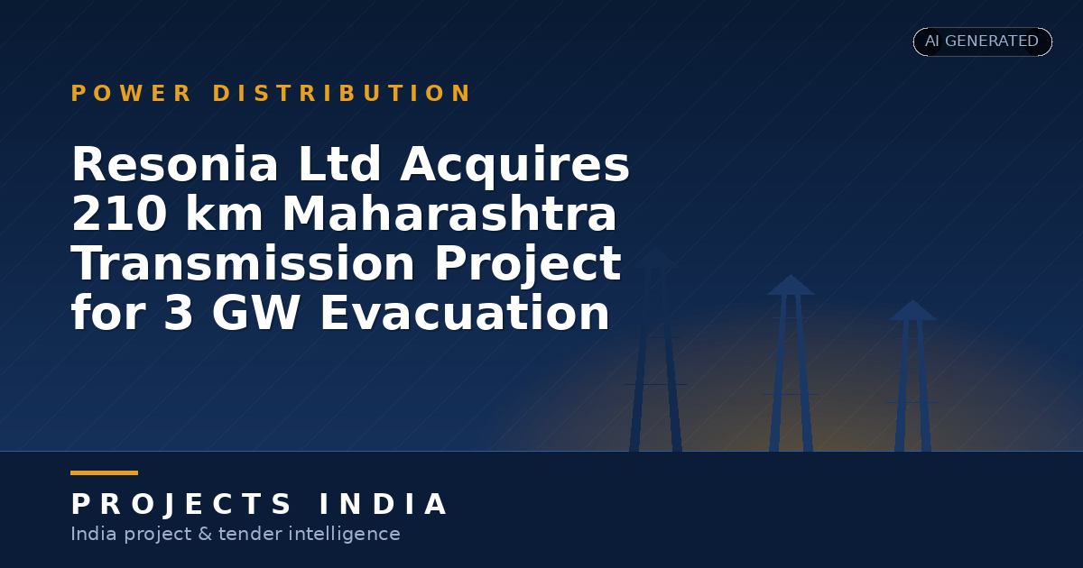 Resonia Ltd Acquires 210 km Maharashtra Transmission Project for 3 GW Evacuation