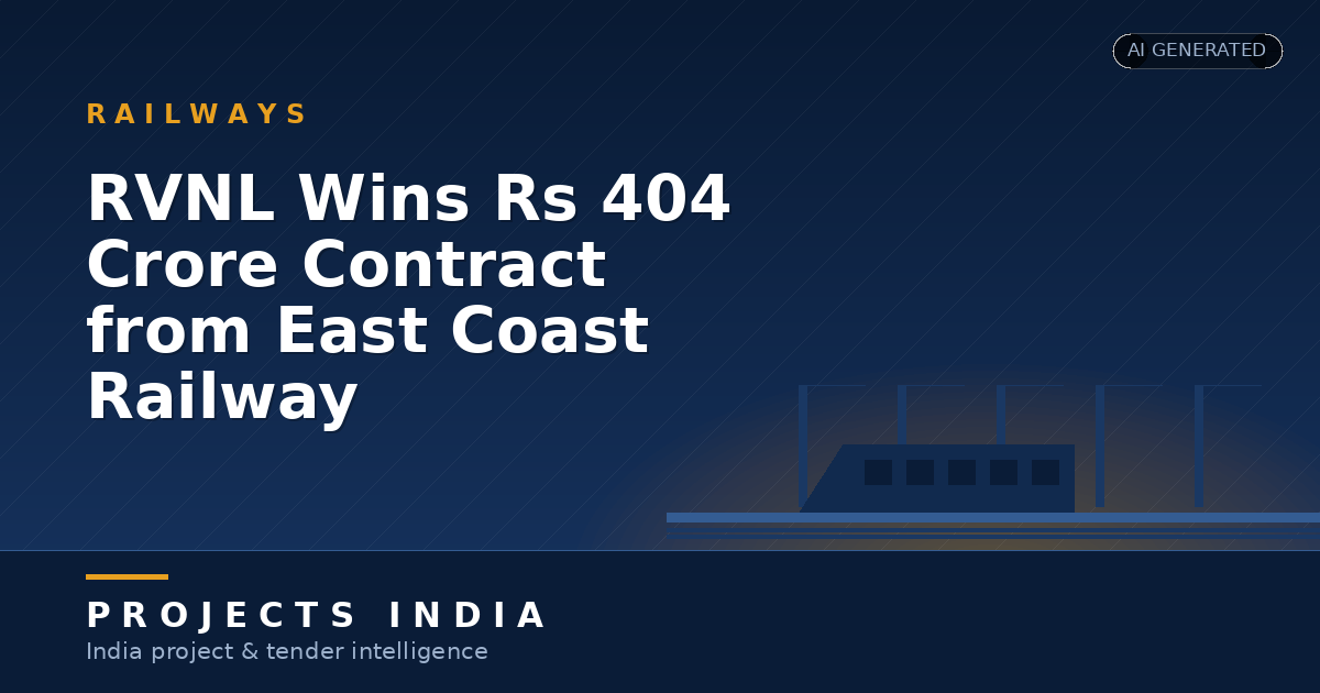RVNL Wins Rs 404 Crore Contract from East Coast Railway