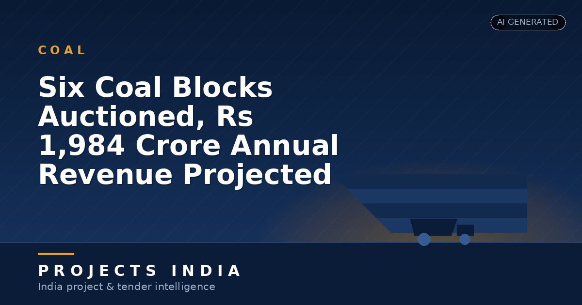 Six Coal Blocks Auctioned, Rs 1,984 Crore Annual Revenue Projected