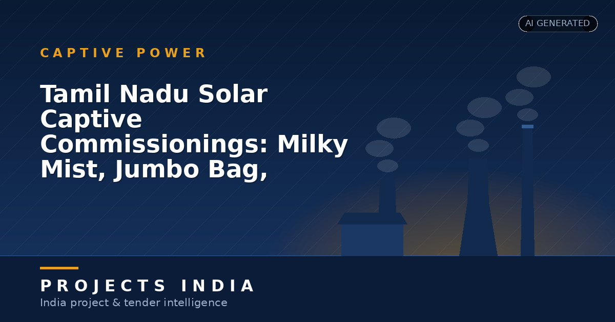Tamil Nadu Solar Captive Commissionings: Milky Mist, Jumbo Bag, SWELECT