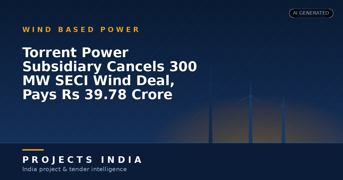 Torrent Power Subsidiary Cancels 300 MW SECI Wind Deal, Pays Rs 39.78 Crore Damages