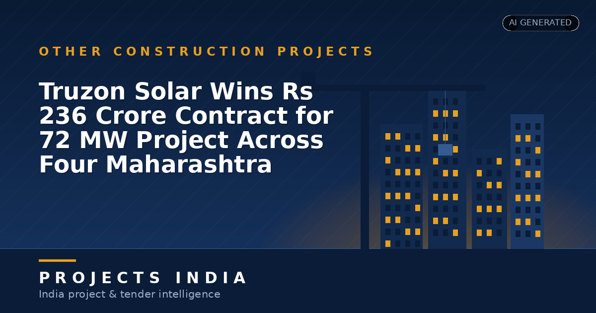 Truzon Solar Wins Rs 236 Crore Contract for 72 MW Project Across Four Maharashtra Districts