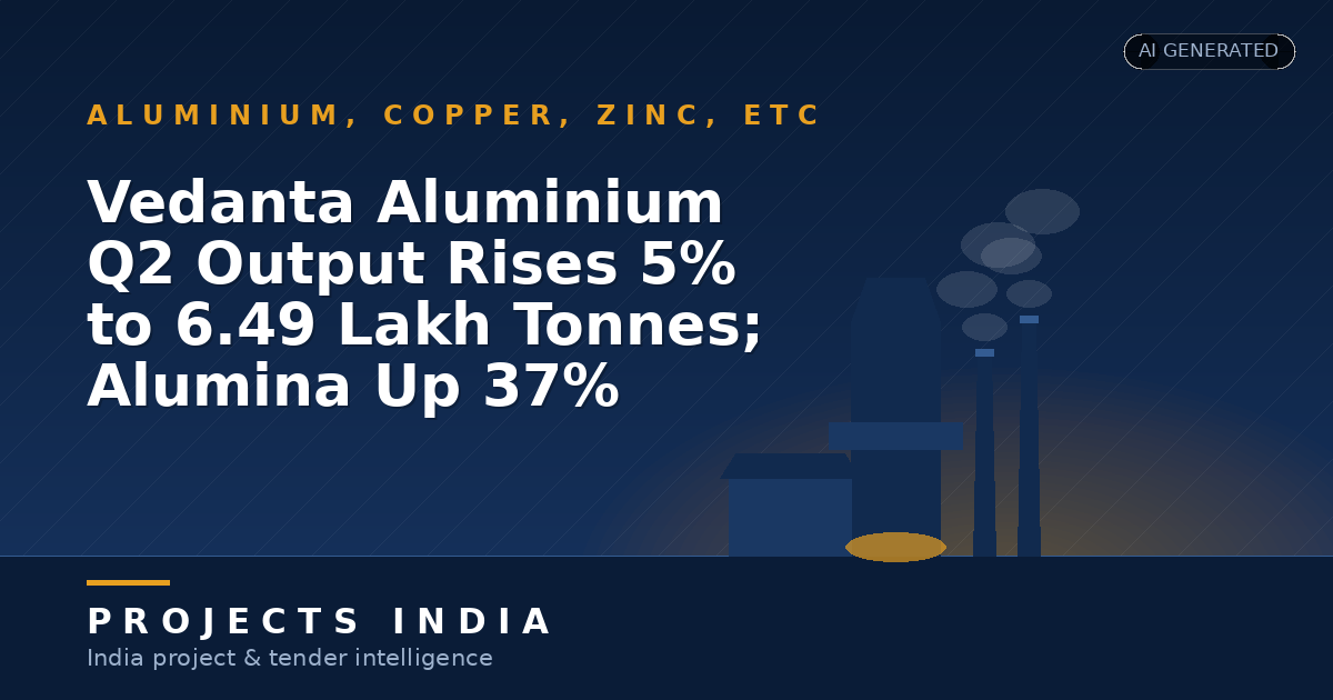 Vedanta Aluminium Q2 Output Rises 5% to 6.49 Lakh Tonnes; Alumina Up 37%