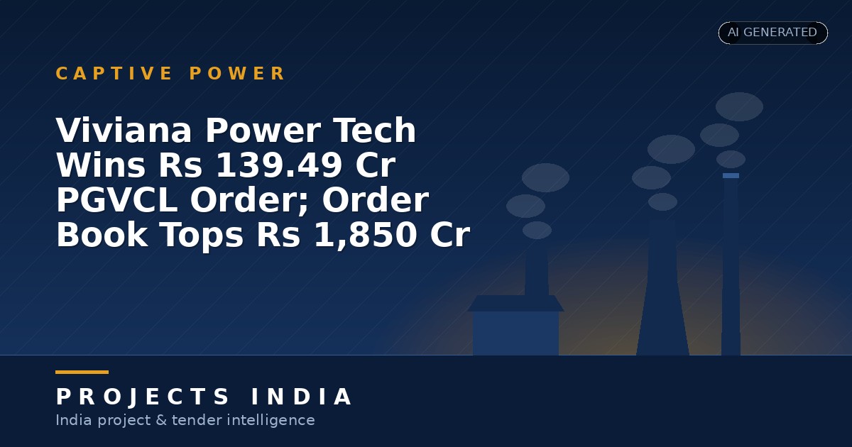 Viviana Power Tech Wins ₹139.49 Cr PGVCL Order; Order Book Tops ₹1,850 Cr