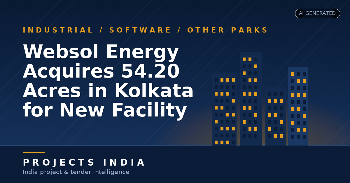 Websol Energy Acquires 54.20 Acres in Kolkata for New Facility